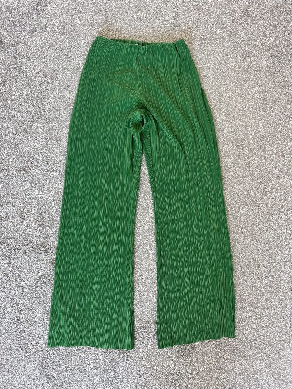 Zara Green Pleated Wide-Leg Pants